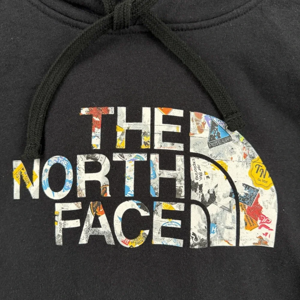 The North Face Hoodie‎ Mens Small Black Logo Graphic Pullover Fleece Sweatshirt